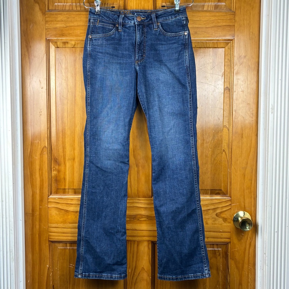 Wrangler High Rise Slim Boot Womens Jeans Dark Wash Denim 26x32 Western Indie